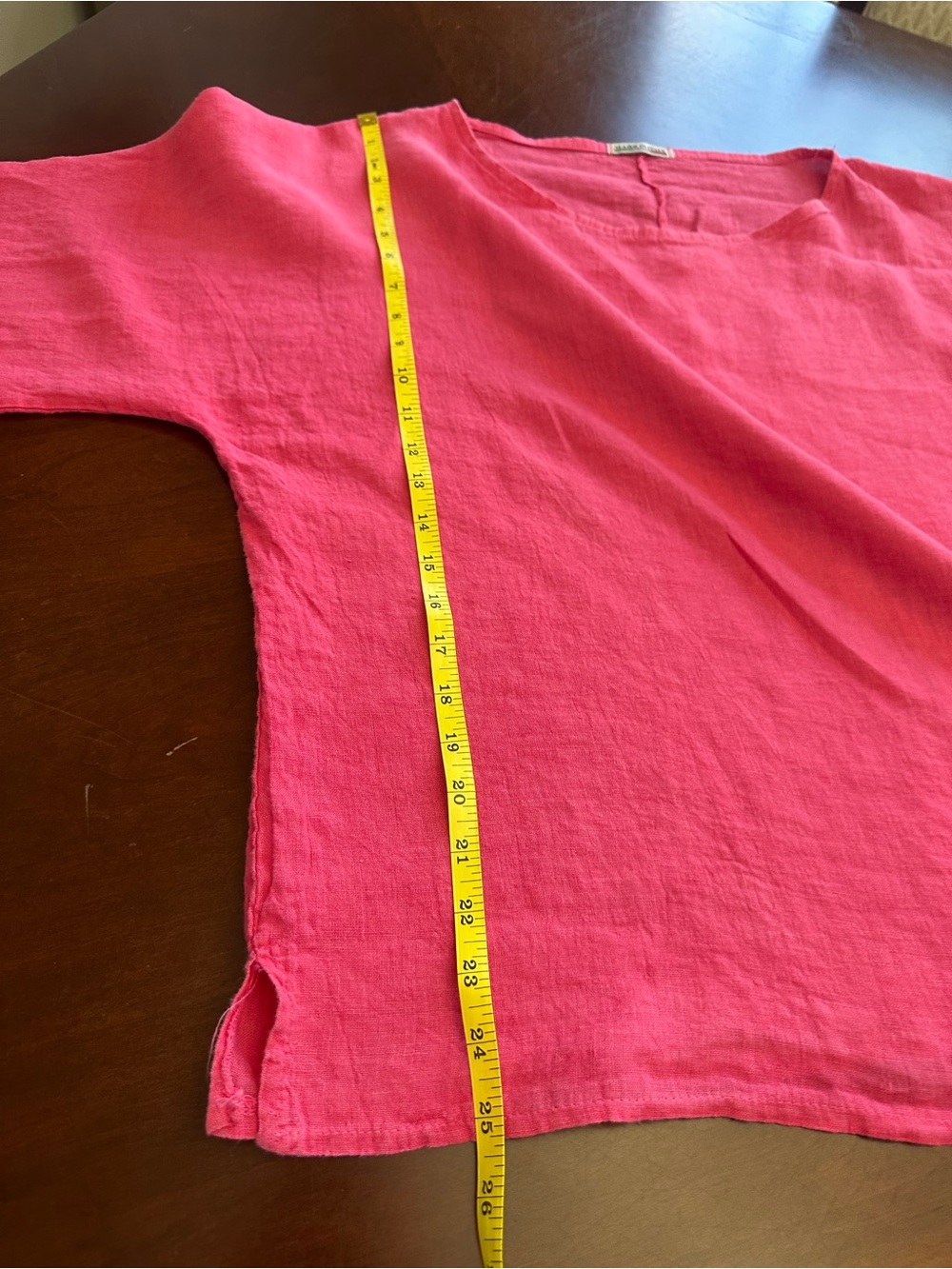 Women's Oversized Scoop Neck Top in‎ Hot Pink Linen Summer Lightweight - Picture 6 of 6